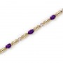 14K Yellow Gold Oval Amethyst and Diamond Bracelet