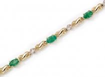 14K Yellow Gold Oval Aquamarine and Diamond Bracelet