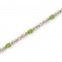 14K White Gold Oval Peridot and Diamond Bracelet