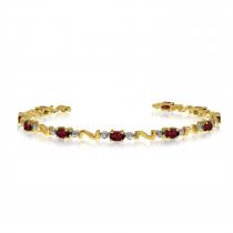 14K Yellow Gold Oval Garnet and Diamond Bracelet