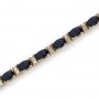 14K Yellow Gold Oval Sapphire and Diamond Bracelet