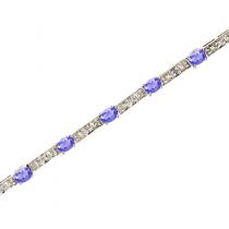 14K White Gold Oval Tanzanite and Diamond Bracelet