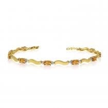 14K Yellow Gold Oval Citrine and Diamond Bracelet