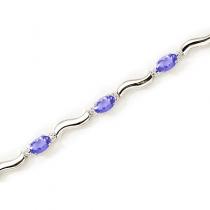 14K White Gold Oval Tanzanite and Diamond Bracelet