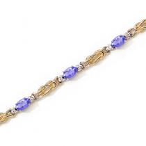 14K Yellow Gold Oval Tanzanite and Diamond Bracelet