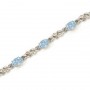 14K White Gold Oval Aquamarine and Diamond Bracelet