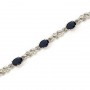 14K White Gold Oval Sapphire and Diamond Bracelet