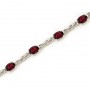 14K White Gold Oval Garnet Bracelet