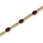 14K Yellow Gold Oval Garnet and Diamond Bracelet