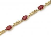 14K Yellow Gold Oval Ruby and Diamond Bracelet