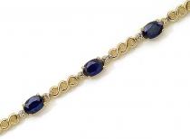 14K Yellow Gold Oval Sapphire and Diamond Bracelet