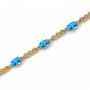 14K Yellow Gold Oval Blue Topaz and Diamond Bracelet