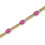 14K Yellow Gold Oval Pink Topaz and Diamond Bracelet