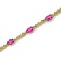 14K Yellow Gold Oval Pink Topaz and Diamond Bracelet