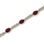 14K White Gold Oval Garnet and Diamond Bracelet