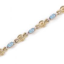 14K Yellow Gold Oval Aquamarine and Diamond Bracelet