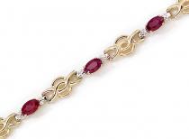 14K Yellow Gold Oval Ruby and Diamond Bracelet