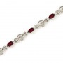 14K White Gold Oval Garnet and Diamond Bracelet