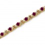 14K Yellow Gold Round Ruby and Diamond Bracelet