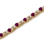 14K Yellow Gold Round Ruby and Diamond Bracelet