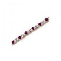 14K White Gold Round Ruby and Diamond Bracelet