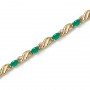 14K Yellow Gold Oval Emerald and Diamond Bracelet