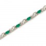 14K White Gold Oval Emerald and Diamond Bracelet