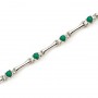 14K White Gold Round Emerald and Diamond Bracelet