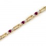 14K Yellow Gold Round Ruby and Diamond Bracelet