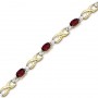 14K Yellow Gold Oval Garnet and Diamond Bracelet