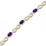 14K Yellow Gold Oval Amethyst and Diamond Bracelet