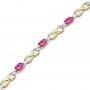 14K Yellow Gold Oval Pink Topaz and Diamond Bracelet