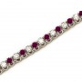 14K White Gold Round Ruby and Diamond Bracelet