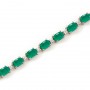 14K White Gold Oval Emerald and Diamond Bracelet