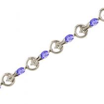 14K White Gold Oval Tanzanite and Diamond Bracelet