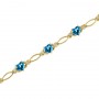 14K Yellow Gold Heart Blue Topaz and Diamond Bracelet