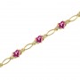 14K Yellow Gold Heart Pink Topaz and Diamond Bracelet