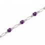 14K White Gold Heart Amethyst and Diamond Bracelet