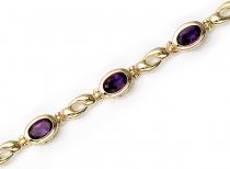 14K Yellow Gold Oval Amethyst Bracelet