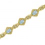 14K Yellow Gold Oval Aquamarine and Diamond Bracelet