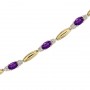 14K Yellow Gold Oval Amethyst and Diamond Bracelet