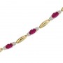 14K Yellow Gold Oval Ruby and Diamond Bracelet