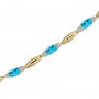 14K Yellow Gold Oval Blue Topaz and Diamond Bracelet