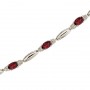 14K White Gold Oval Garnet and Diamond Bracelet