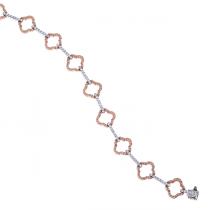 14k Rose and White Gold Clover Fashion Bracelet