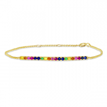 14K Yellow Gold Rainbow Sapphire Chain Bracelet