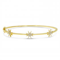 14K Yellow Gold Diamond Star Bangle Bracelet