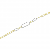 14K Yellow Gold Triple Paperclip Diamond Bracelet