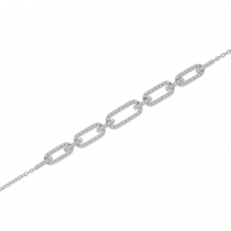 14K White Gold Diamond Open Link Chain Bracelet