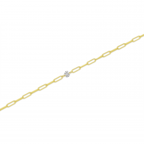14K Yellow Gold Dashing Diamond Paperclip Chain Permanent Bracelet